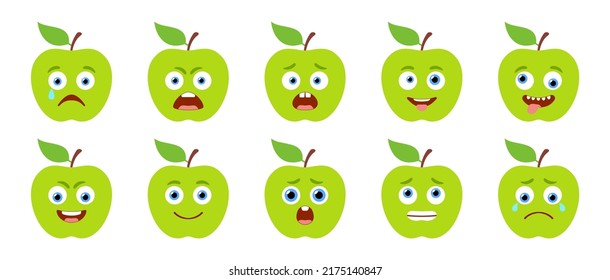 Emoticon of cute Apple. Isolated vector set
