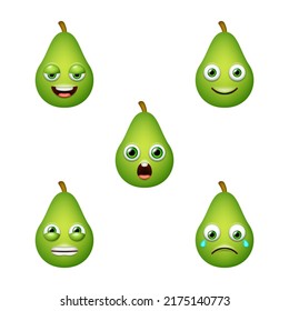 Emoticon of cute Avocado. Isolated vector set