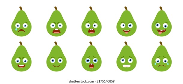Emoticon of cute Avocado. Isolated vector set