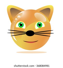 Emoticon with cute cat face. Vector illustration.
