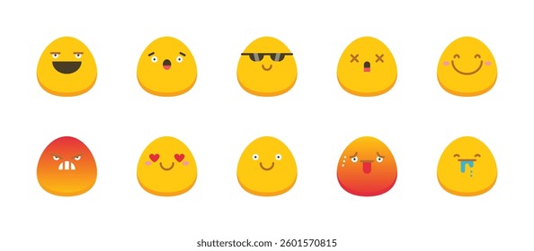 emoticon cute emoji feeling icons. flat color style icon set