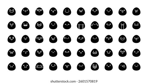 emoticon cute emoji feeling icons. solid glyph style icon set