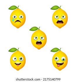 Emoticon of cute Lemon. Isolated vector set