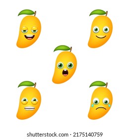 Emoticon des süßen Mango. Einziger Vektorset