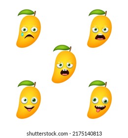 Emoticon del lindo Mango. Conjunto vectorial aislado