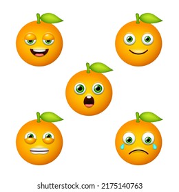 Emoticon of cute Orange. Isolated vector set