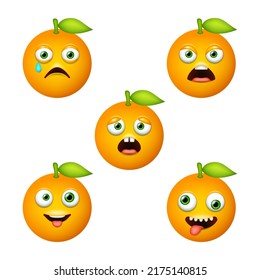 Emoticon of cute Orange. Isolated vector set
