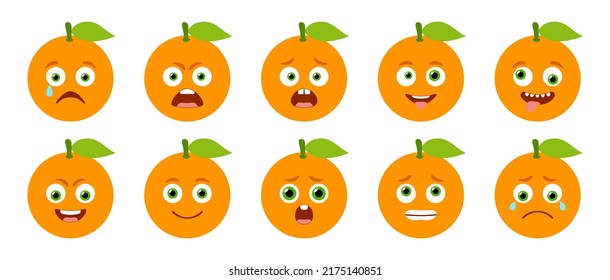 Emoticon of cute Orange. Isolated vector set