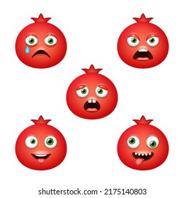 Emoticon de la linda granada. Conjunto vectorial aislado