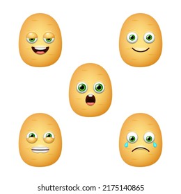 Emoticon of cute Potato. Isolated vector set