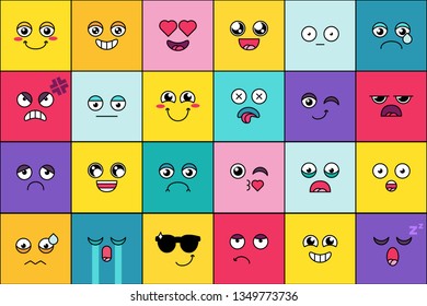 Emoticon, cute smiles face set