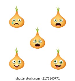 Emoticon of cute Yellow Onion. Isolated vector set