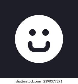 Emoticon dark mode glyph ui icon. Social media. Visual feedback. User interface design. White silhouette symbol on black space. Solid pictogram for web, mobile. Vector isolated illustration