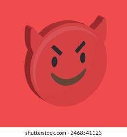 Emoticon Dämon oder Teufel sieht wütend mit roter Farbe Symbol 3d eps editierbar