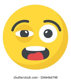An emoticon depicting expression of being exhausted