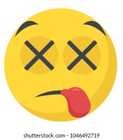 An emoticon depicting expression of being exhausted