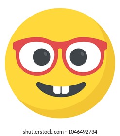 An emoticon depicting expression of being nerd