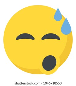 An emoticon depicting expression of being relieved