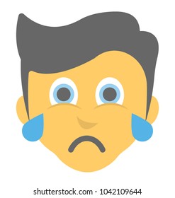 An emoticon depicting expression of being sad and crying