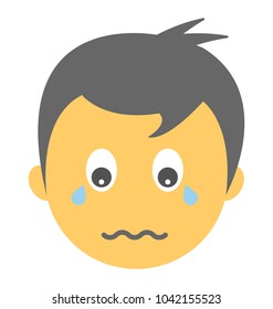 
An emoticon depicting expression of being sad and crying
