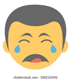 An emoticon depicting expression of being sad and crying
