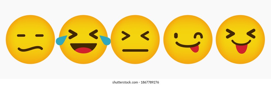 Emoticon Design Flat Reaction Collection