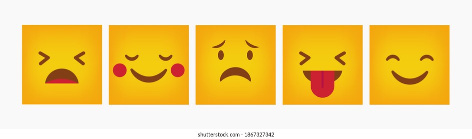 Emoticon Design Reaction Square Set - Vector