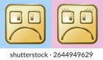 emoticon design using square and rectangular geometric fields, gold brown, blue and pink to differentiate between men and women