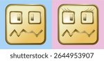 emoticon design using square and rectangular geometric fields, gold brown, blue and pink to differentiate between men and women