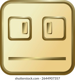 emoticon design using square and rectangular geometric fields, gold brown
