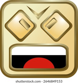 emoticon design using square and rectangular geometric fields, gold brown