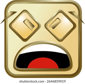 emoticon design using square and rectangular geometric fields, gold brown