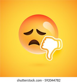 Emoticon with dislike, vector illustration