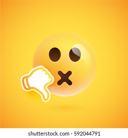 Emoticon with dislike, vector illustration