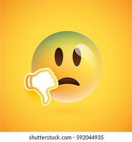 Emoticon with dislike, vector illustration