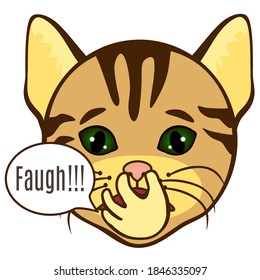 emoticon with dissatisfied cat pinches his nose in disgust because something smells bad, hand drawn emoji, cartoon character