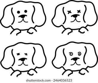 Emoticon Dog Illustrations: Download Unique Line Art Pups with Emoji Expressions