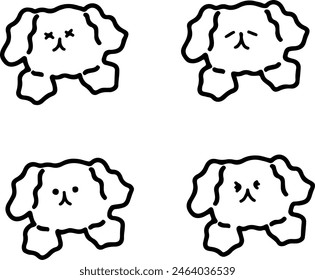 Emoticon Dog Illustrations: Download Unique Line Art Pups with Emoji Expressions