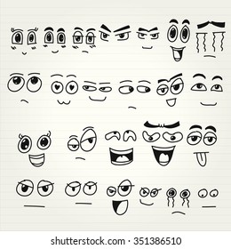 Emoticon doodles set. Vector hand drawn