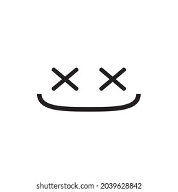 Emoticon With Drunk Eyes Smiling Simple Black And White For Emoticon And Smile Template