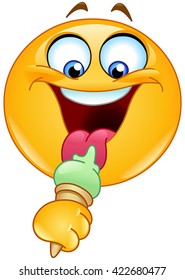 Emoticon eating an ice cream