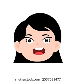  emoticon element stock. black hair girls cartoon
