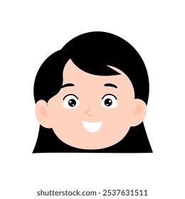  Emoticon Elemento Stock. Chicas de pelo negro de dibujos animados