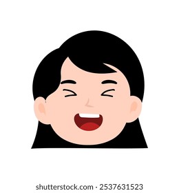  Emoticon Elemento Stock. Chicas de pelo negro de dibujos animados