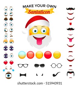 Emoticon. Emoji.  Emoji creator. Custom emoticon parts. Make your own Santaticon
