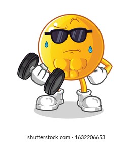 emoticon emoji exercise with dumbbell cartoon. cartoon mascot vector