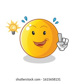 emoticon emoji got an idea with lamp and bubble cartoon. cute chibi cartoon mascot vector