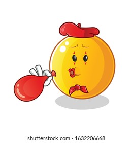 emoticon emoji pantomime blow a red balloon cartoon. cute chibi cartoon mascot vector