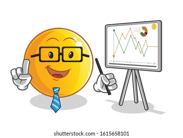 emoticon emoji percentage of shares, sales, and finance cartoon. cute chibi cartoon mascot vector