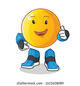 emoticon emoji robot humanoid ai smiling and thumbs up cartoon. cute chibi cartoon mascot vector